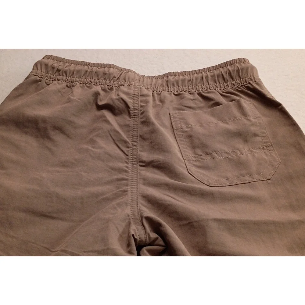 Quick Dry Performance Shorts Men's Tan Khaki Elastic Waist Drawstring Active NWT